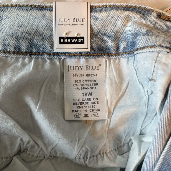 Judy Blue Jeans Women 18W Blue Denim Ultra Acid Wash Slim Fit High Waist NWT - Picture 5 of 11